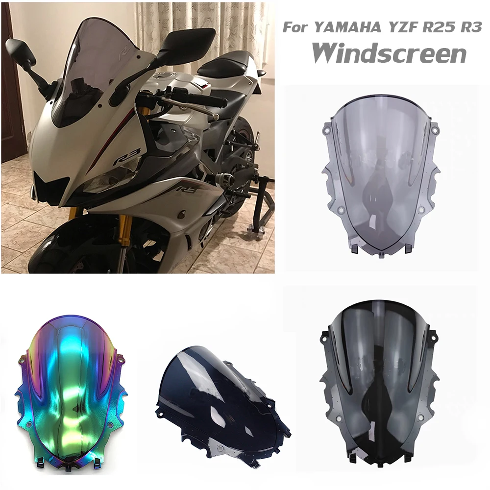 

YZF R3 ветровое стекло для YAMAHA YZF-R3 2019 2020 2021 2022 R25 аксессуары для мотоцикла двойной пузырьковый экран обтекатель Новинка