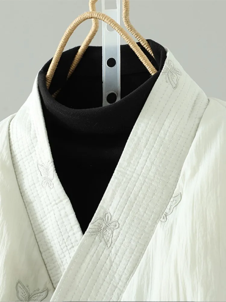 Oversized Butterfly Embroidery V-Neck Autumn Winter Padded Cotton Coat Women Loose Fashion Ladies Jackets Long Sleeve Woman