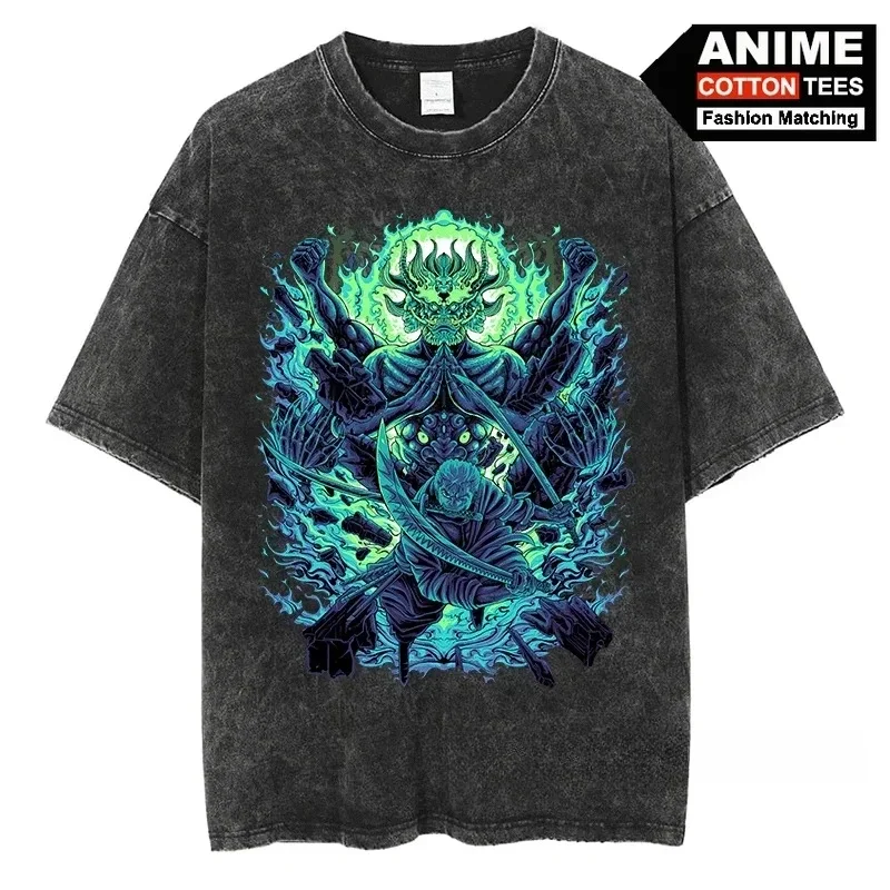 Винтажная хлопковая футбольная рубашка с принтом в стиле Харадзюку и Zoro Y2K