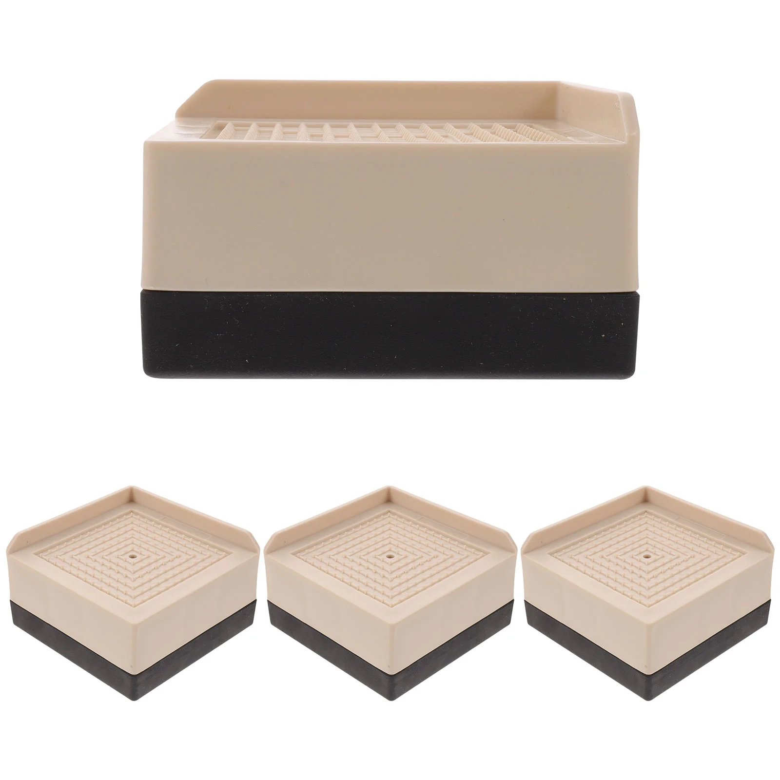 

4 Pcs Floor Chair Bed Mat Riser Blocks Desk Lifter Risers 8.5X8.5CM Beige Soft Rubber Lifts Couch Legs