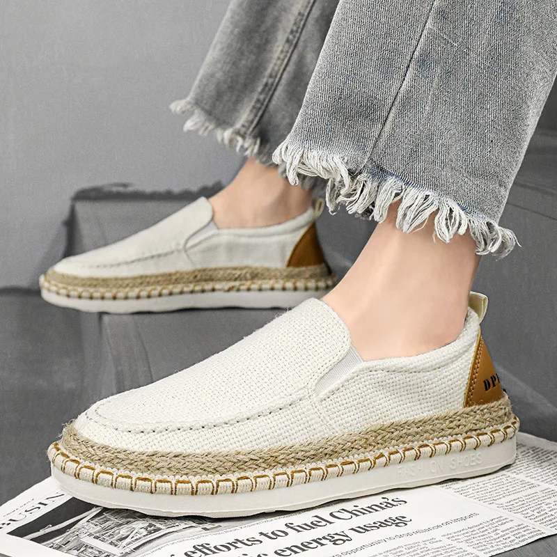 

Comfortable Mens Shoes Breathable Fisherman Shoes Men Casual Canvas Flat Loafers Vulcanized Sneakers Fashion Low-top Espadrilles