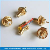 10x pcslot brass rf connector smb male jack with o ring bulkhead panel deck nut gold plated straight solder coaxial