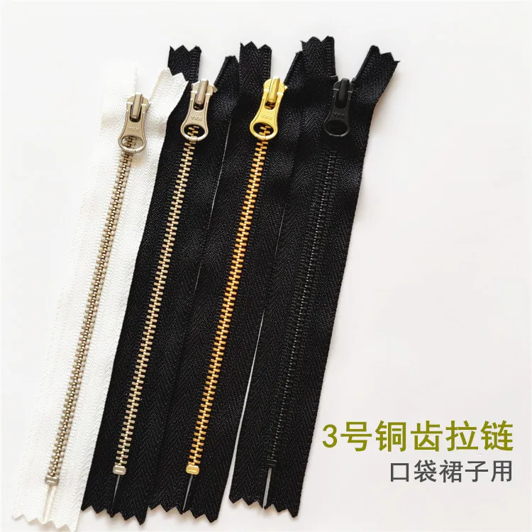

5pieces Skirt Zipper No. 3 YKK Metal Copper Zipper Closed Tail Black Zipper Pocket Leather Bag Fine Tooth Zipper Accessories