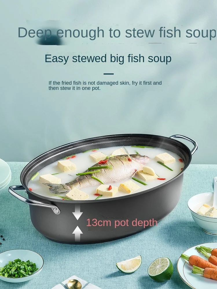 

For Steaming Home Large Non-Stick Cooking Fish Roasting Pot Seafood Steamer Induction Cooker Universal
