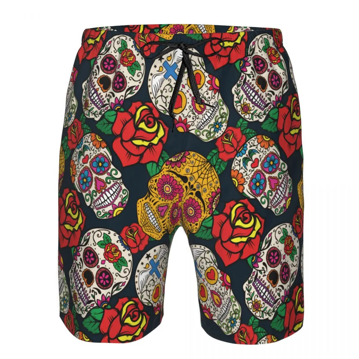 

Быстросохнущие летние мужские купальники, пляжные короткие трусы для мужчин, Мексиканский сахарный череп с розой, купальный Купальник, пля...