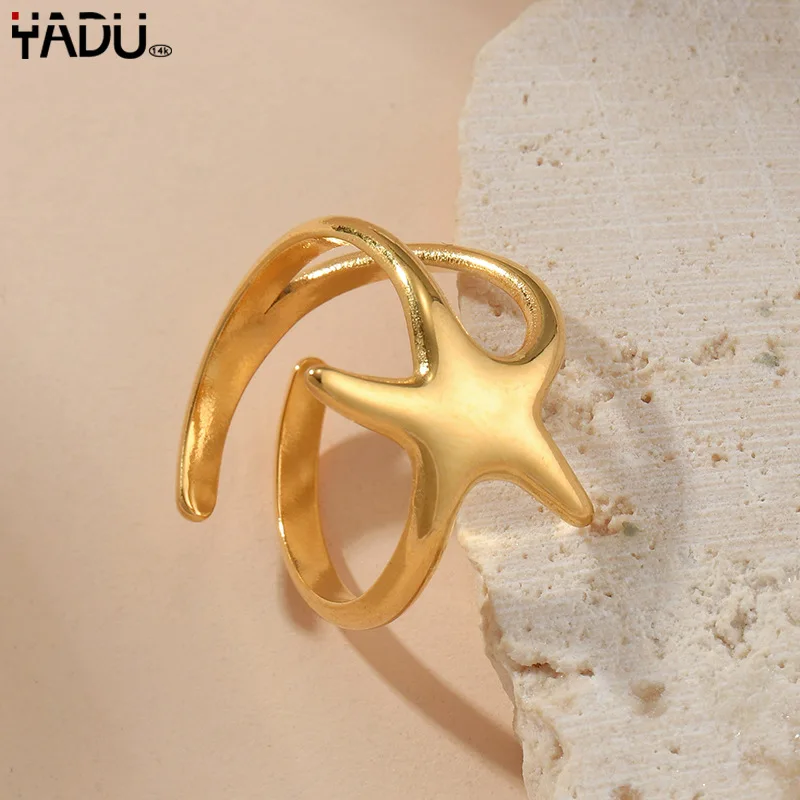 1 шт. Женское кольцо из титановой стали золотистого цвета