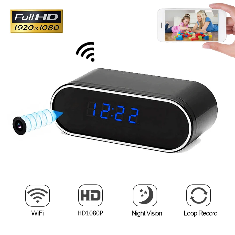 

HD 1080P Clock WiFi Camera Mini IP P2P Surveillance Security camera Infrared Night Vision Alarm Motion Remote CCTV Cameras 2023
