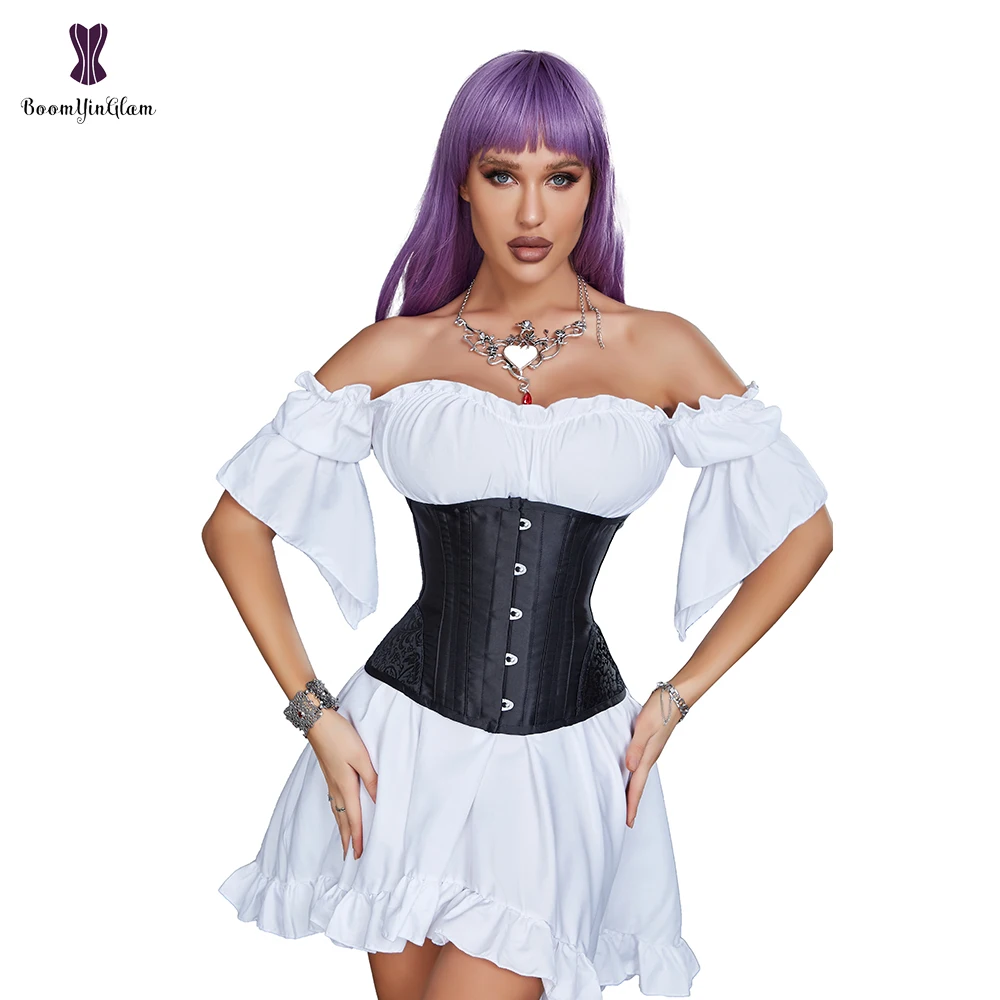 

Готический корсет для талии с вышивкой, 14 стальных костей, Женский корсет для похудения и шейпер, корсеты под грудью