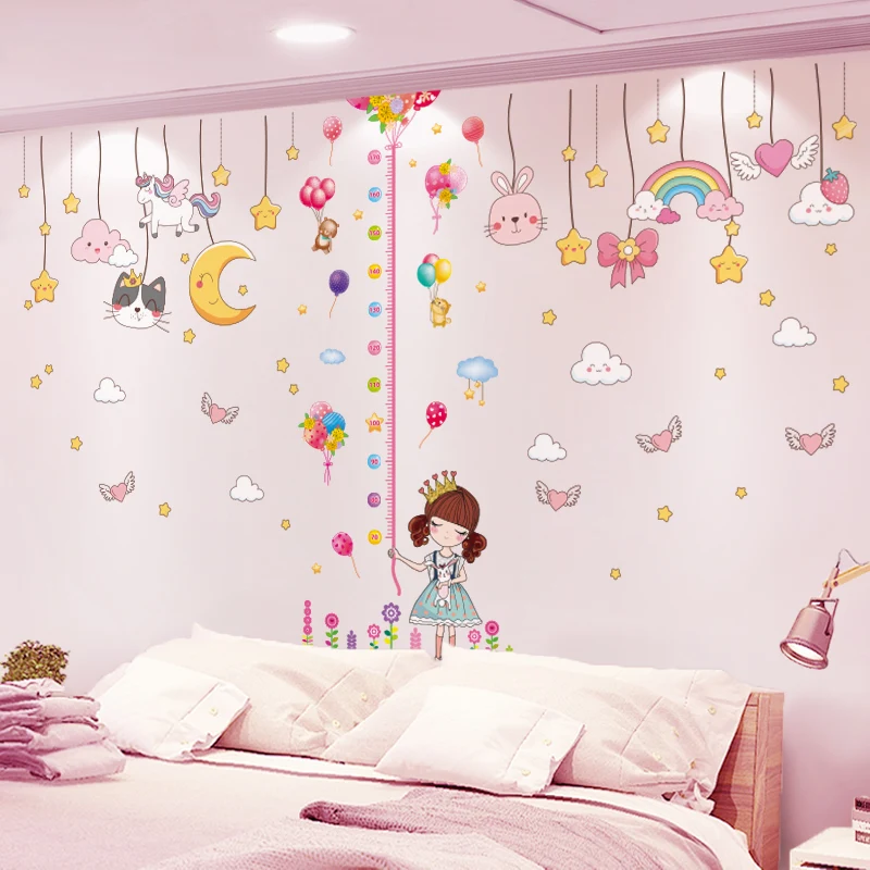

[SHIJUEHEZI] Girl Balloons Wall Stickers DIY Cartoon Stars Ornaments Wall Decals for Kids Rooms Baby Bedroom Home Decoration