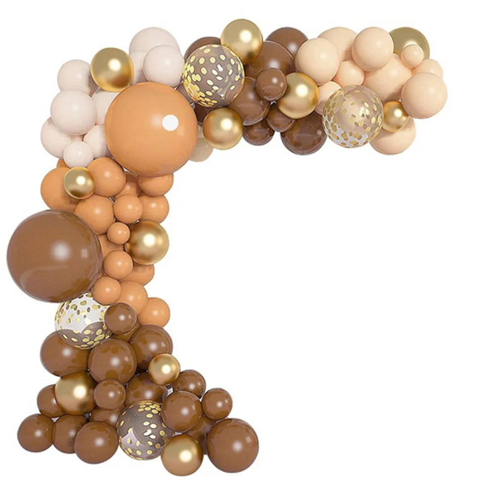 

Matte Coffee Gold Chocolate Brown Balloons Garland Arch Kit Baby Kid Birthday Balloons Party Decoration Latex 124pcs Balloon Set