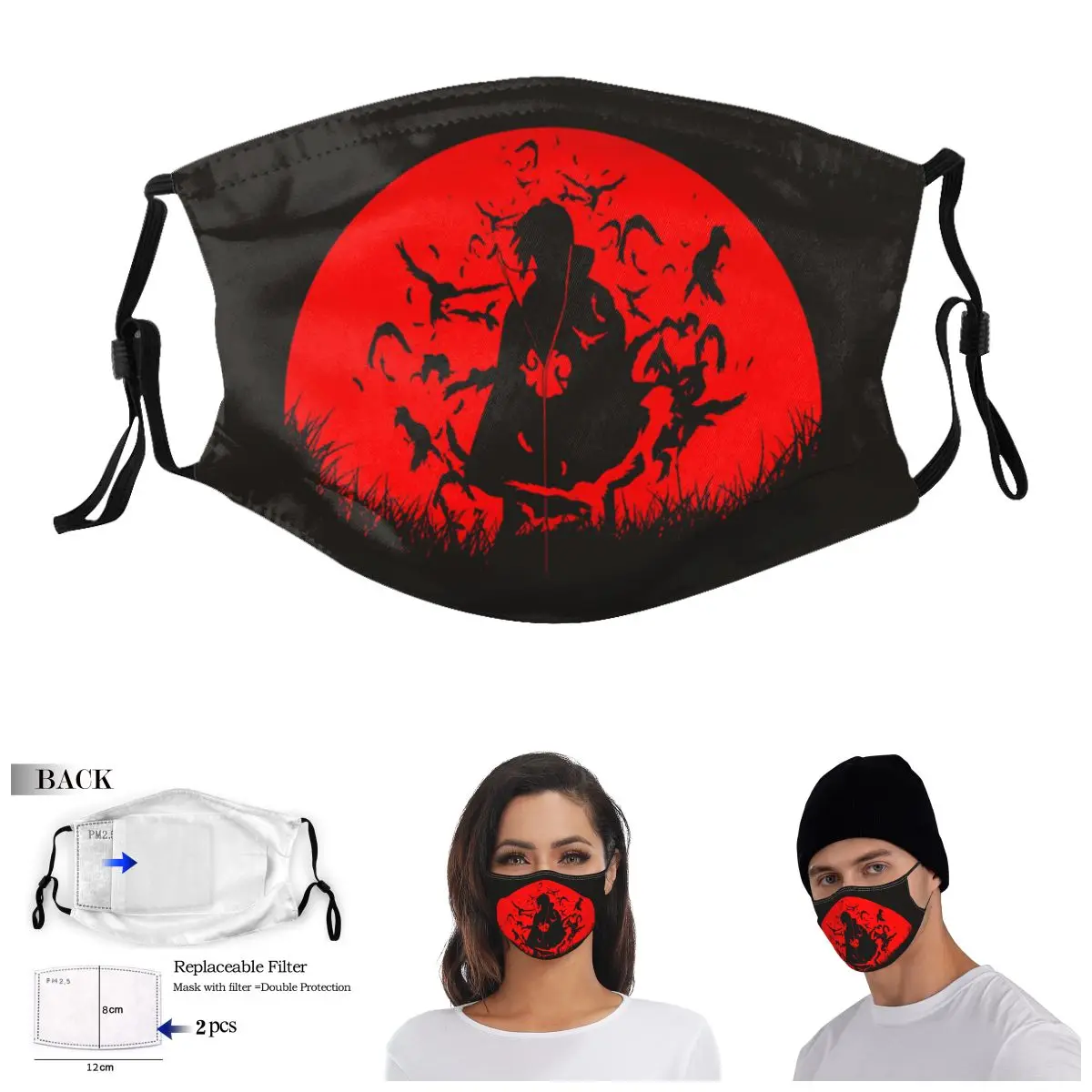

Japan Anime Akatsuki Red Cloud Adult Dust Mask Humor Graphic ｠Guise Activated Carbon Filter Mask