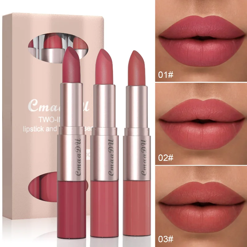 3-pack Two-in-one Lipstick and Lip Gloss 2023 New Focallure Private Label Lipstick Custom Logo Matte Lipstick Free Shipping images - 6