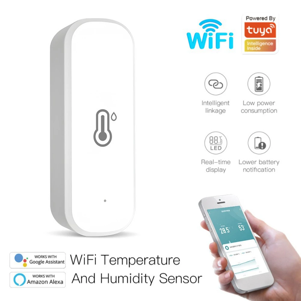 

Датчик температуры и влажности Tuya ZigBee/Wi-Fi, комнатный термометр, гигрометр, работает с Smart Life Alexa Google Home