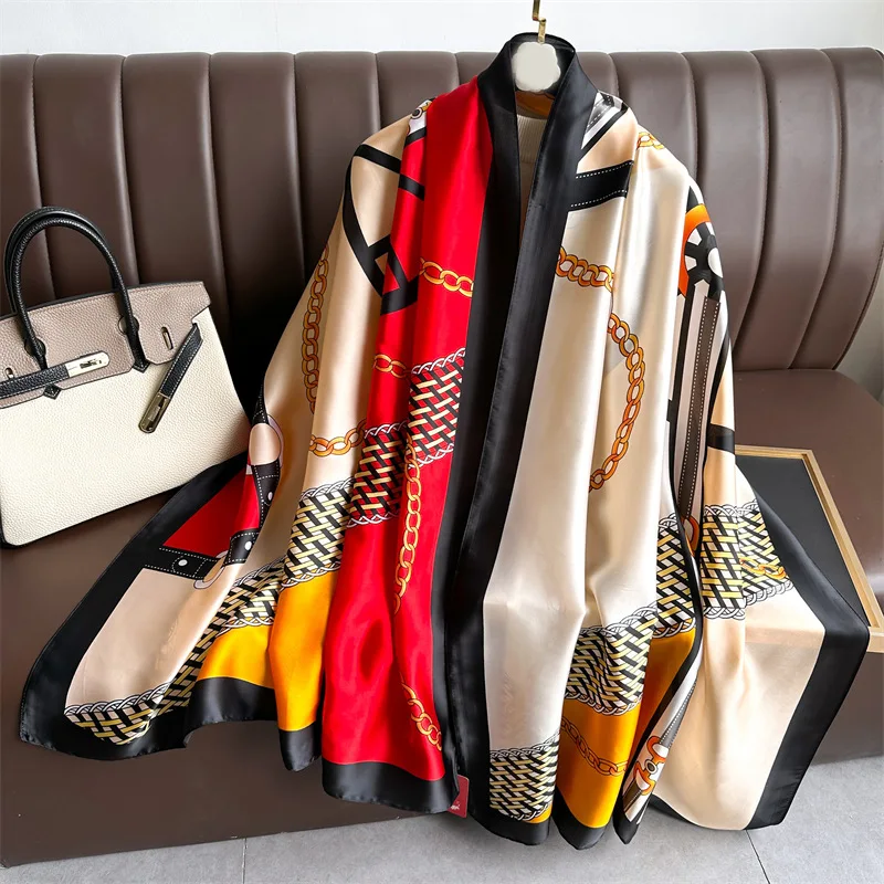 Элегантный Женский Мягкий Шарф Большого Размера 180*90 См BANDANA Шелковая Шаль С