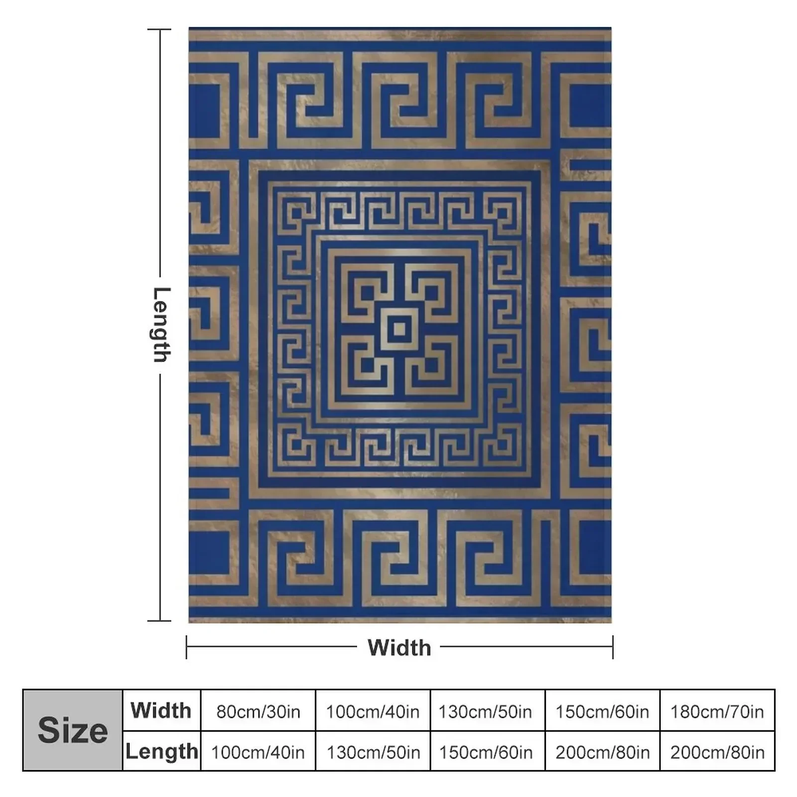 Греческий ключевой орнамент - греческий меандр золото на синем одеяло Хэллоуин