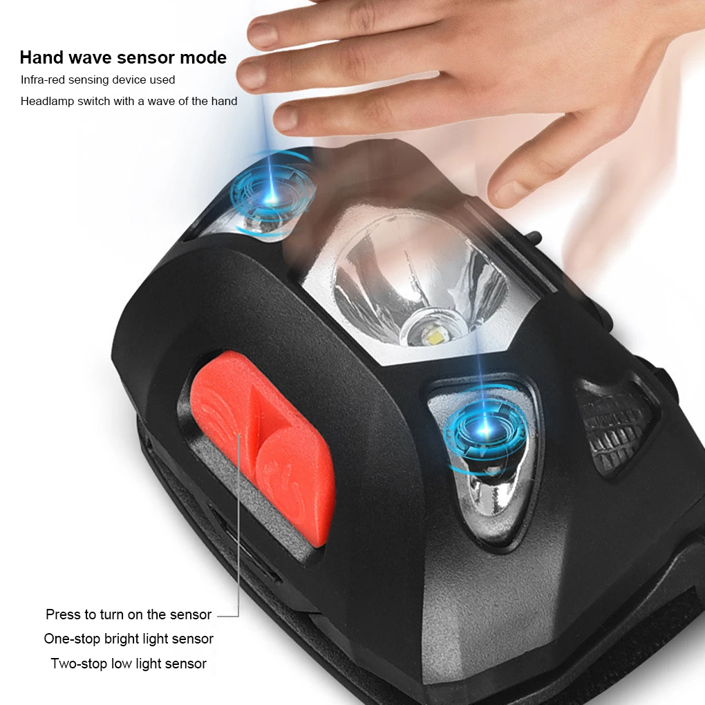 

Motion Sensor Headlamp Brightness Rechargeable Head Lamp Life Waterproof Hands-free Headlight Dimmable Headlamps