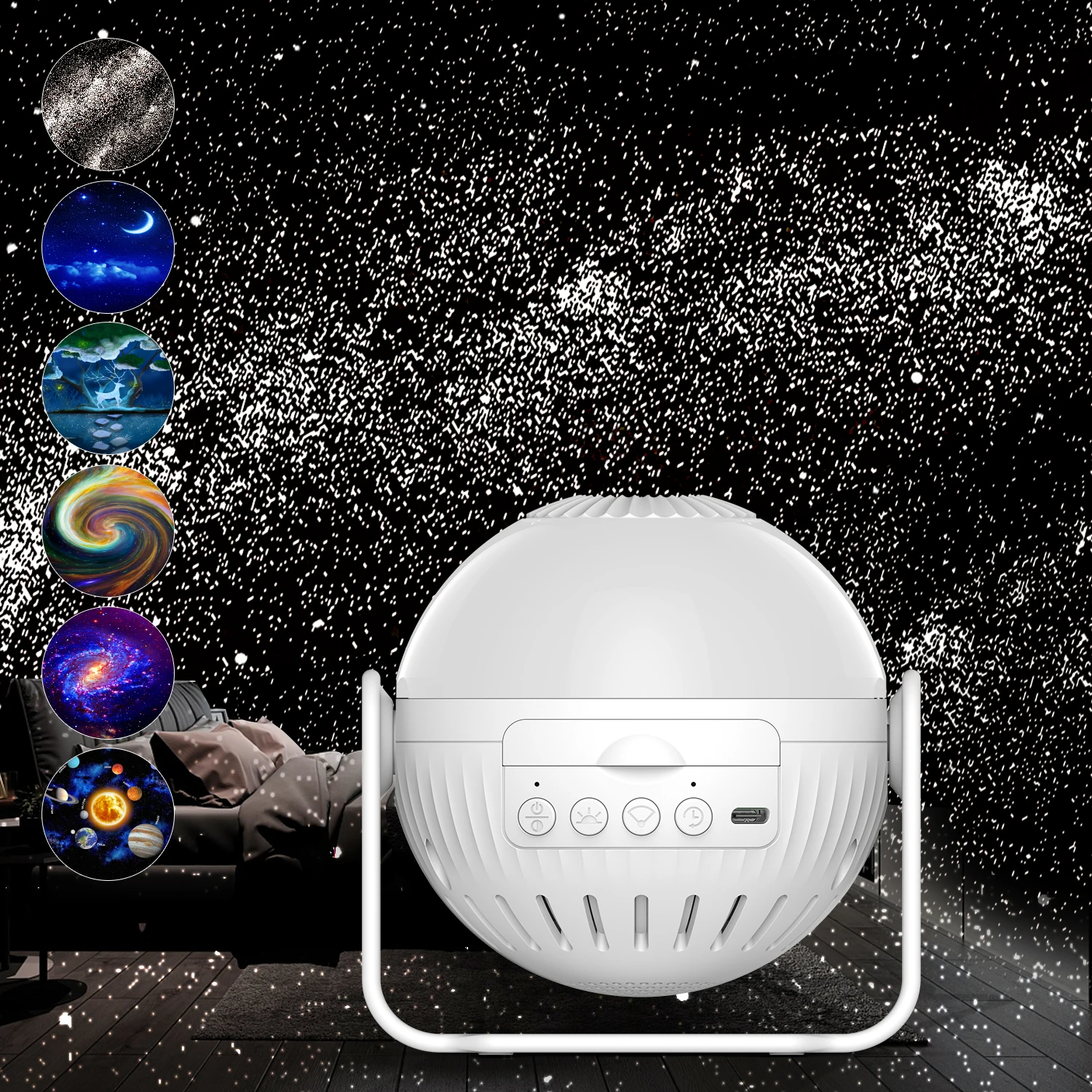 Night Lights 6 in 1 LED Star Projector Night Light Planetarium Projectionr Galaxy Starry Sky Projector Lamp USB Rotating