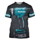 Модные мужские футболки с 3D-принтом Makita Tools, летняя Свободная Повседневная футболка унисекс из полиэстера с круглым вырезом и короткими рукавами, большие размеры 6XL