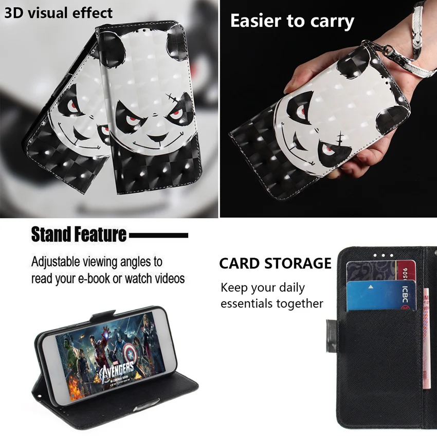 Кожаный чехол-книжка с рисунком для Huawei Honor 10 20 50 70 80 90 Lite Pro Se 10I 20I