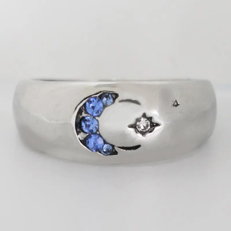 

Vintage Moon Star Rings for Women Blue Crystal Women's Promise Ring Female Wedding Jewelry Accessories Gifts Dropshipping