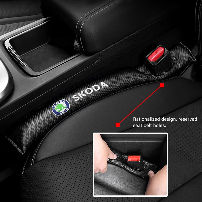 

Car-Styling Seat Gap Filler Carbon Fiber Decor Internal Leak Proof Auto Accessories For Skoda Octavia Rapid Kodiaq Fabia Karoq