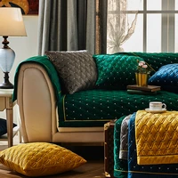 nordic light luxury dark green style sofa cushion non slip cover towel high end four seasons general thickened plush cushion