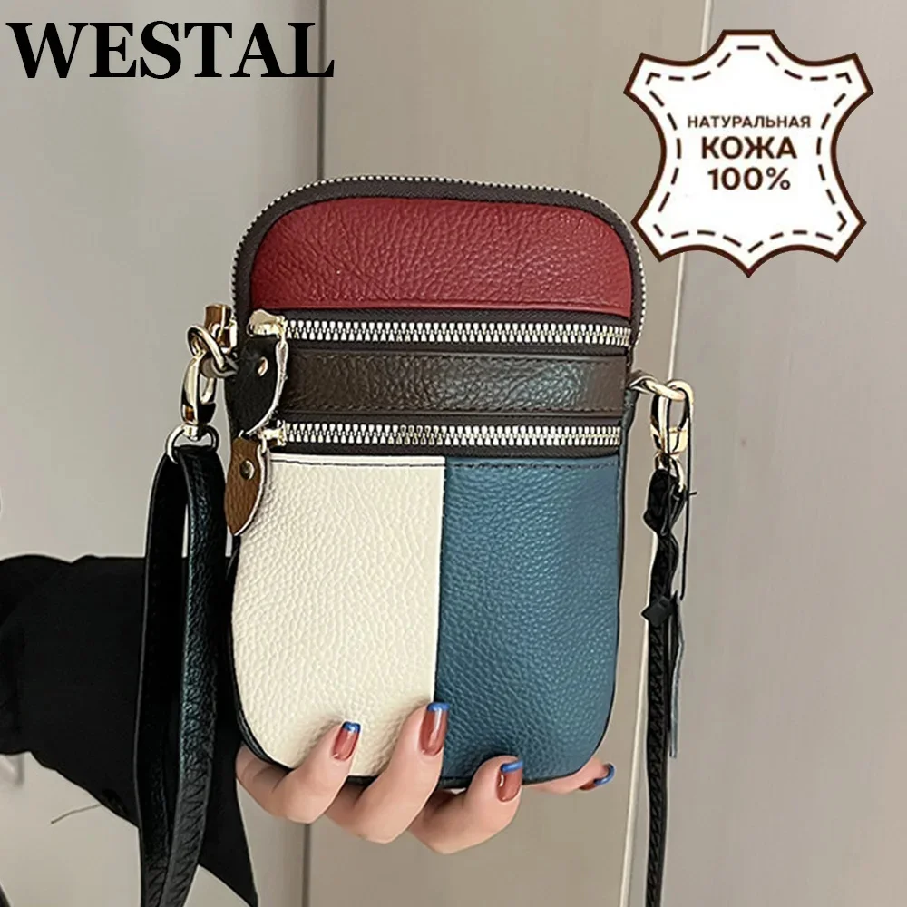 

Genuine Leather Mini Bag for Women Phone Bags Mix-color Women's Shoulder Bags Flap Vintage Comestic Messenger Bags Small