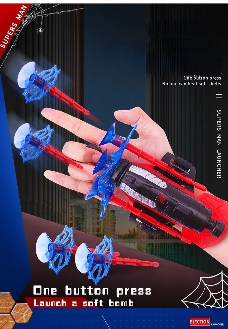 Купи Wrist Launcher Set Toy Kids Hero Cosplay Launcher Cosplay Glove Launcher Set Wrist Spider Launcher Toy Set Boy Children's Gift за 257 рублей в магазине AliExpress