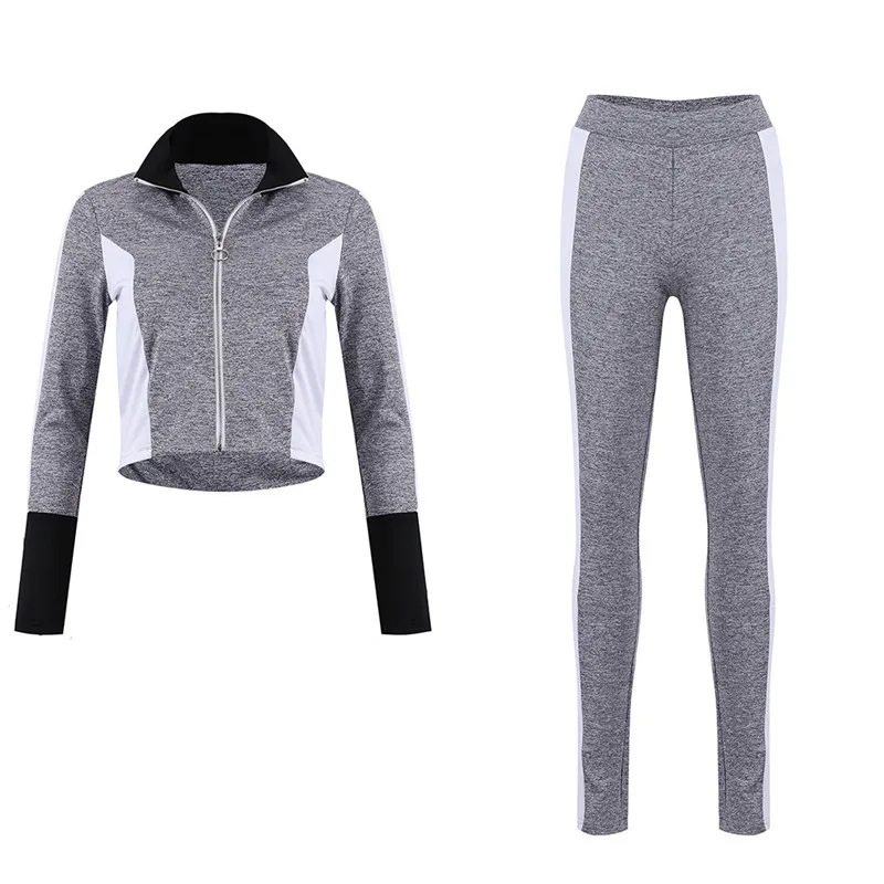 

Женский костюм, модный новый весенний костюм 2022 года, уличный спортивный облегающий пиджак на молнии с воротником-стойкой и брюки, комплект ...