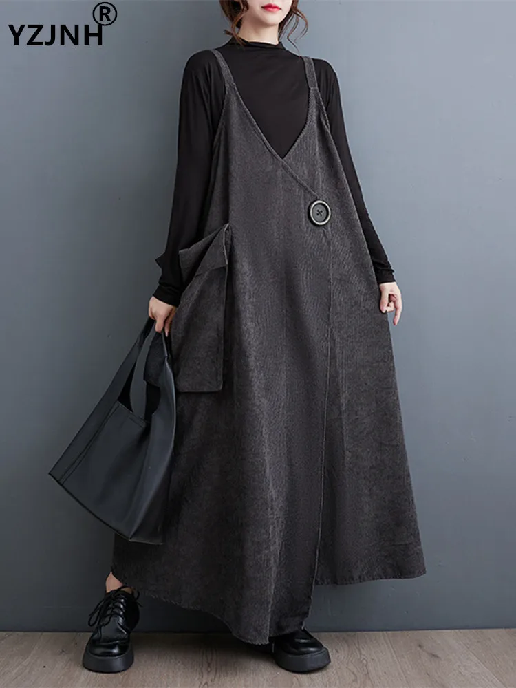 

YZJNH 2023 Autumn Dress Women's Large Size Korean Version Shoulder Strap Adjustable Loose Strap Dress Women's