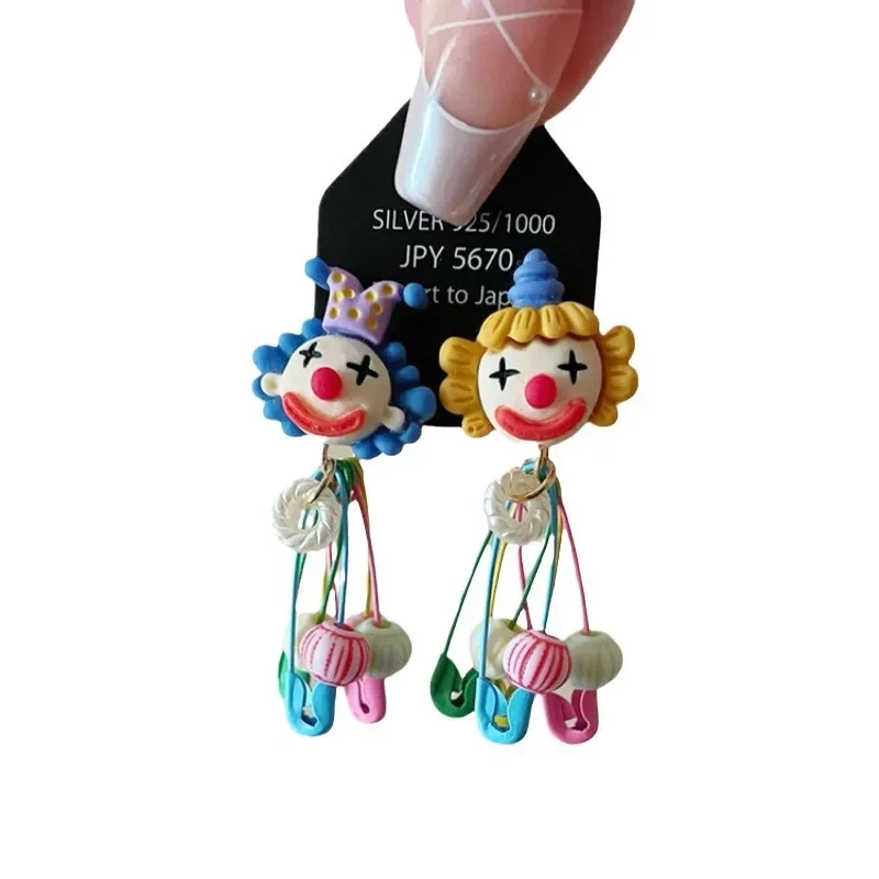 Красочные цирковые клоунские серьги в мультяшном стиле модные индивидуальные