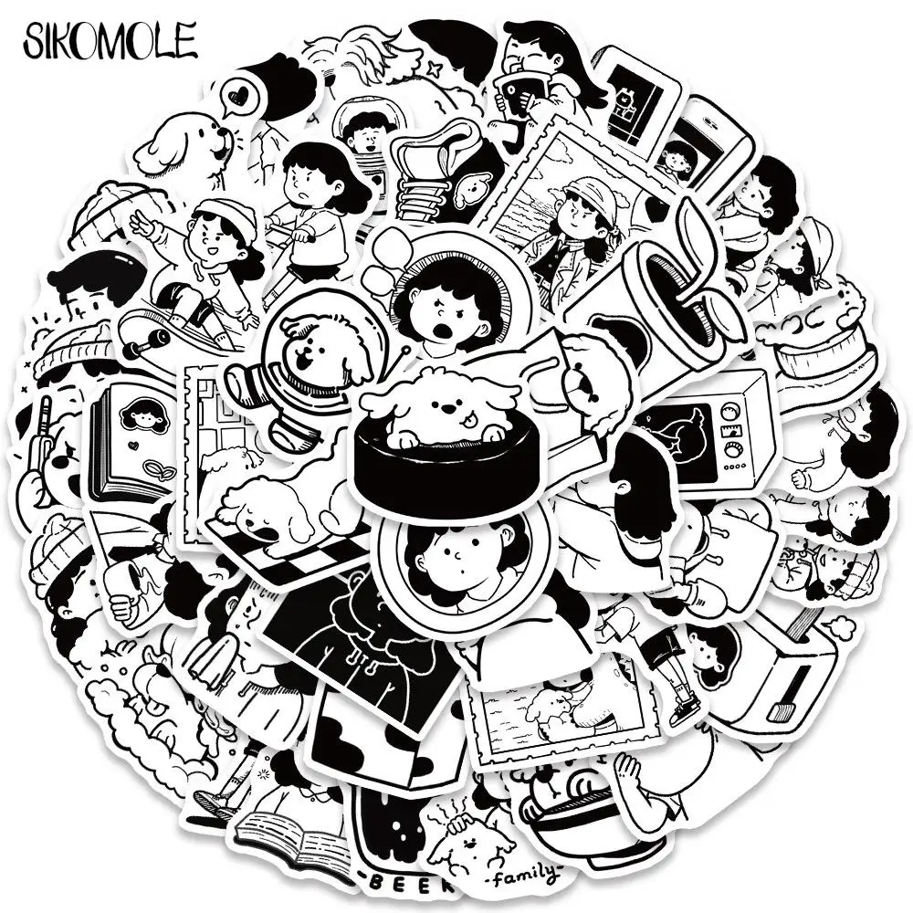 10/30/50 шт. наклейки с изображением девушки и ее щенка