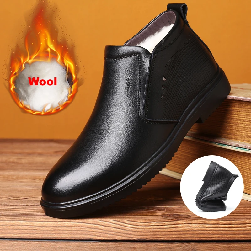 

Handmade Men Genuine Leather Winter Boots Warm Snow Men Boots Ankle Boots For Men Business Dress Shoes