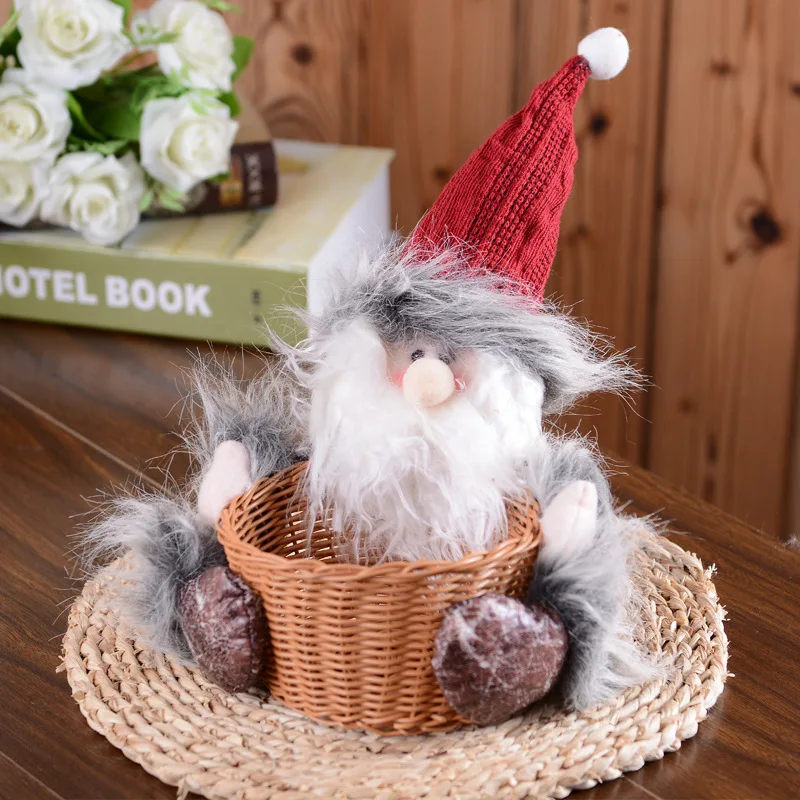 2022 New Product Promotion 20cmx23cm Santa and Snowman Candy Bamboo Basket Holiday Gifts for Children Home Window Decorations | Дом и сад