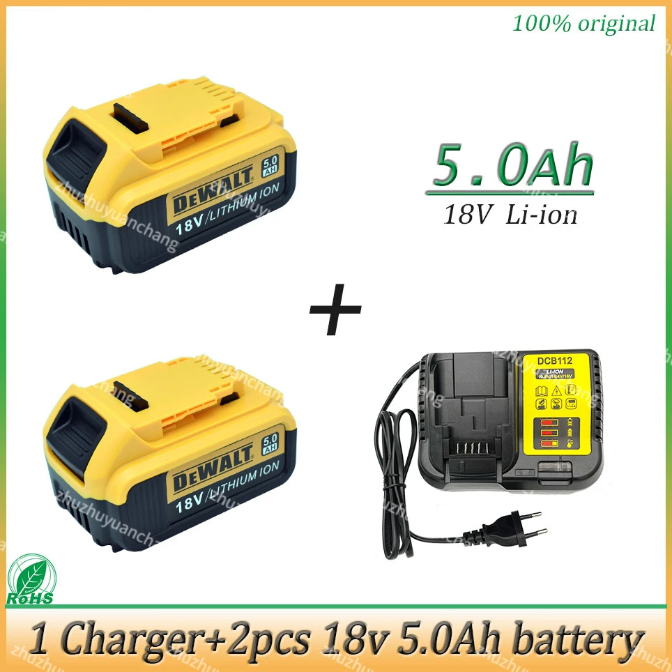 

18V 5Ah 6Ah Lithium Battery for DeWalt power Tools DCB184 DCB200 rechargeable electric tool set 20v 5000mah Battery+charger