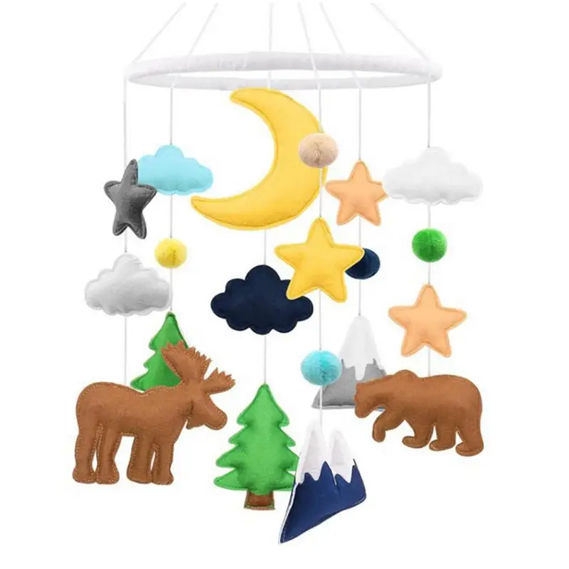 

Woodland Crib Mobile Forest & Jungle Animal Babies Nursery Mobiles Wooden Bed Bell Toy For Forest Farm Animals Crib -Nursery