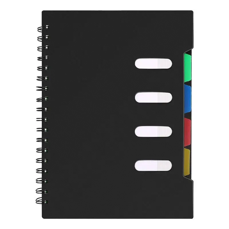 

Notebook Spiral Notebooks Subject School College Paper Ruled Lined Dividers Journal Tabs Notepad Loose Leaf Black Hardcover