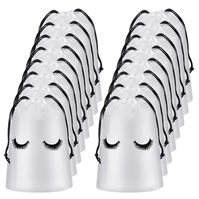 

100 шт., пластиковые косметички на шнурке для ухода за ресницами