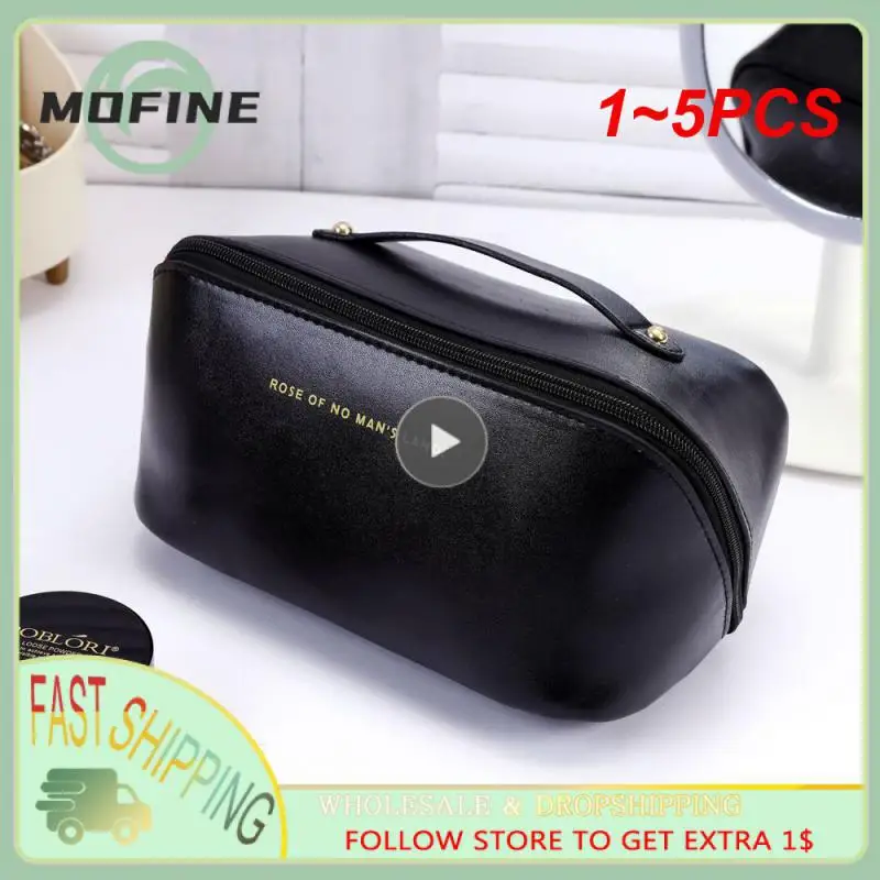 

1~5PCS Basedidea Women Cosmetic Bag Plaid Toiletries Travel Storage Bag Pu Leather Portable Waterproof Organizer Makeup Bag