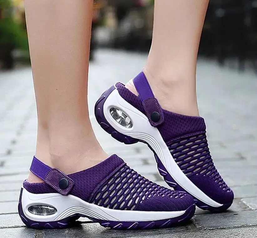 

Women's Mesh Sandals Summer Sandals One Foot and Half Drag Breathable Lightweight Air Cushion Sandals 35-43