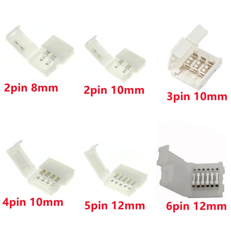 

100pcs 8mm 10mm 12mm RGB led Connector 2pin 3pin 4pin 5pin 6pin Solderless Adapter For 5050 RGB LED Strip width quick connect