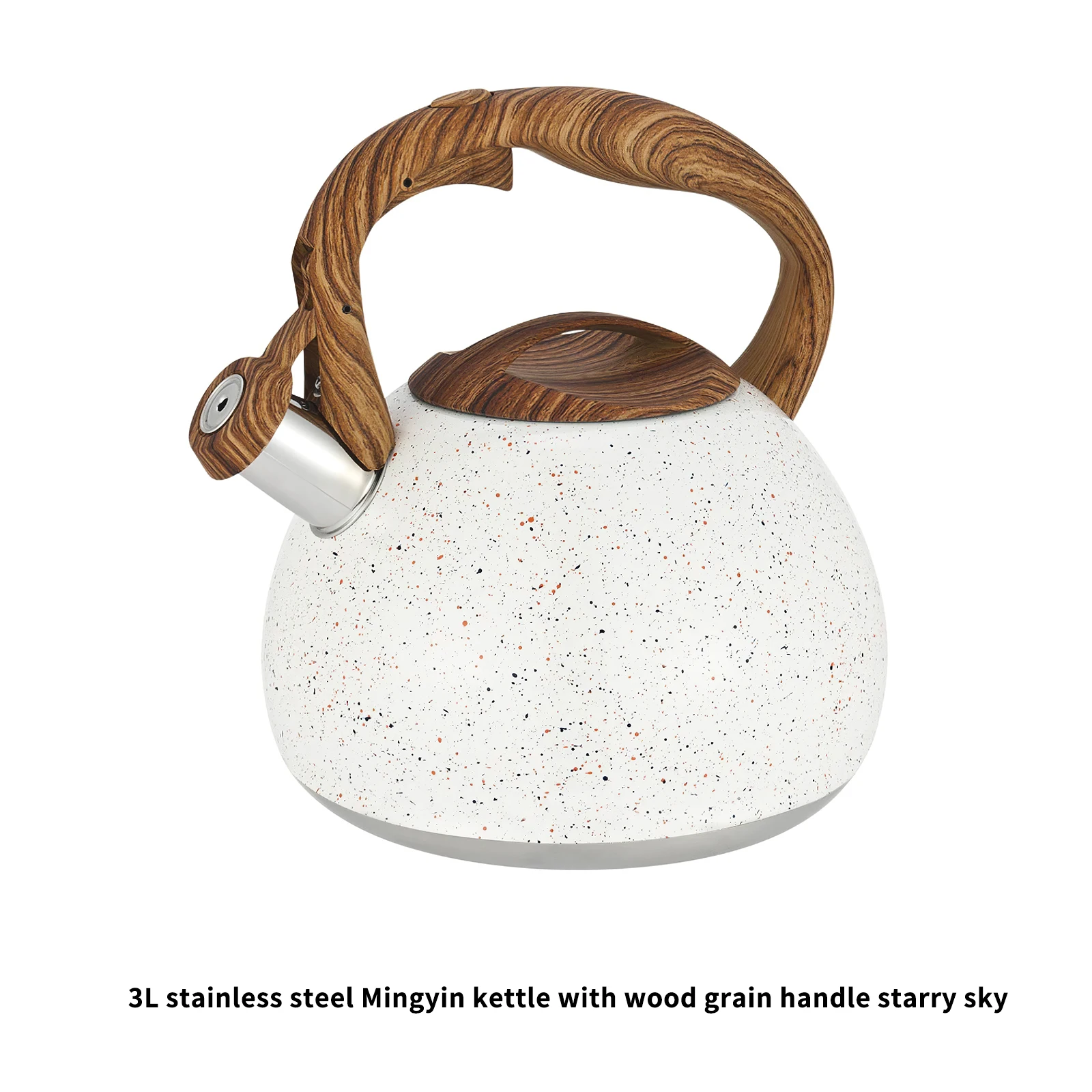 

Чайный чайник 3 л с громким свистящим звуком, чайник из нержавеющей стали с деревянной ручкой с узором, чайник для воды с носиком большого ра...