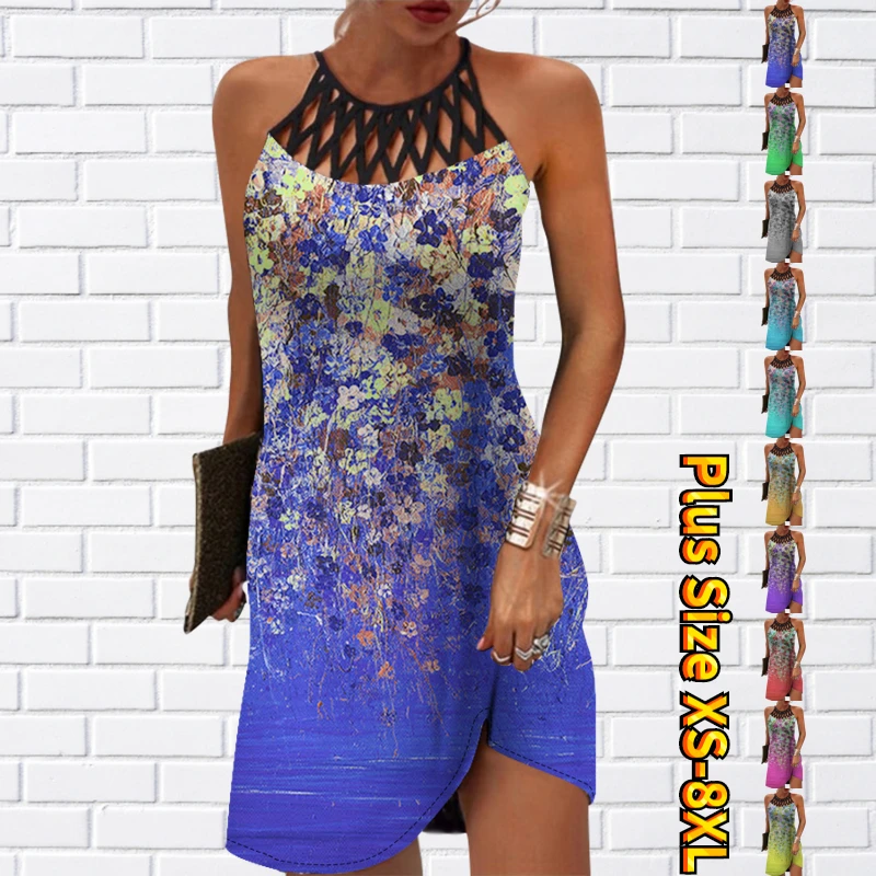 

Женское облегающее платье до колен, Повседневное платье с круглым вырезом и принтом, лето 2023