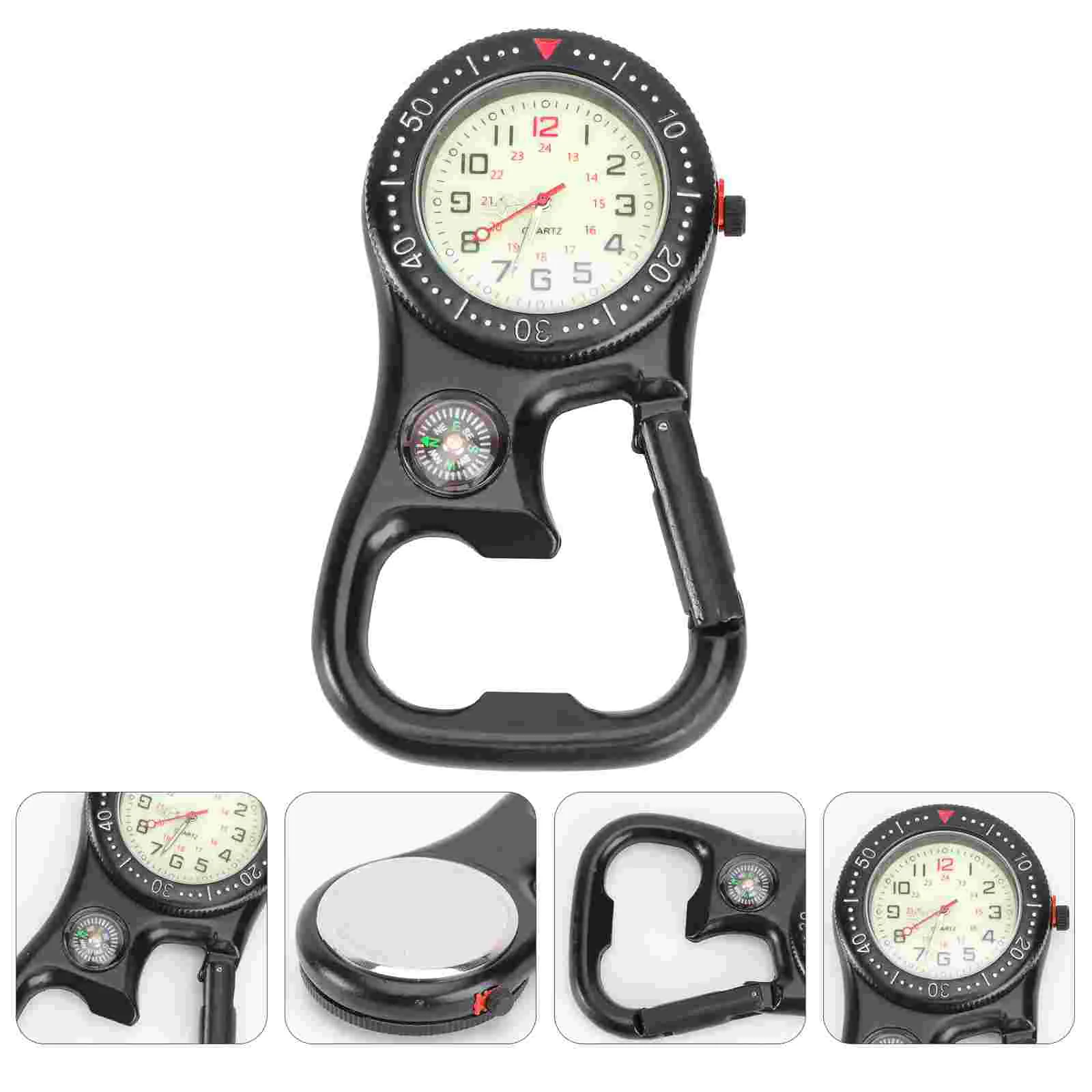 

Digital Carabiner Watch Clip- On Mens Sports Luminous Bottle Opener Buckle Belt Chronograph Compass Clip-on Backpack