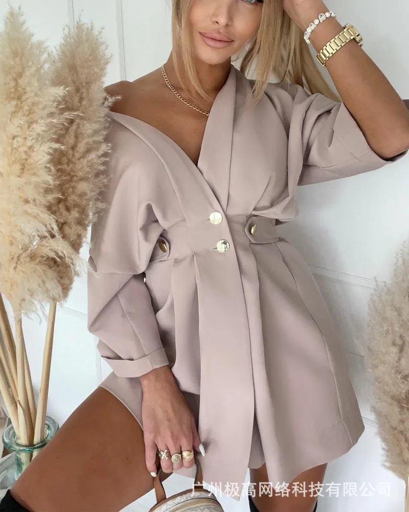 

Women's v-neck waist mini dress