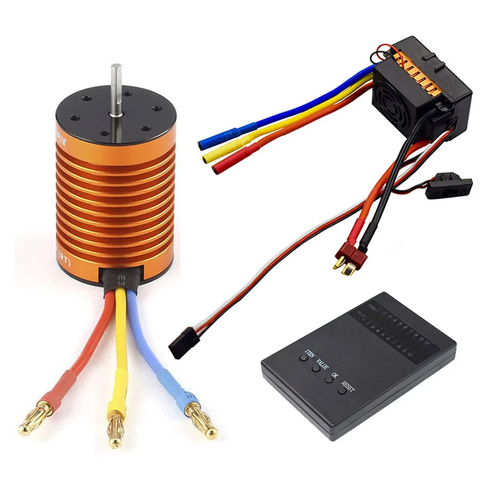Водонепроницаемый 4-полюсный Бессенсорный бесщеточный двигатель 10T 3930KV и электронный регулятор скорости 60A, комбинированный комплект для радиоуправляемого автомобиля и грузовика 1/10