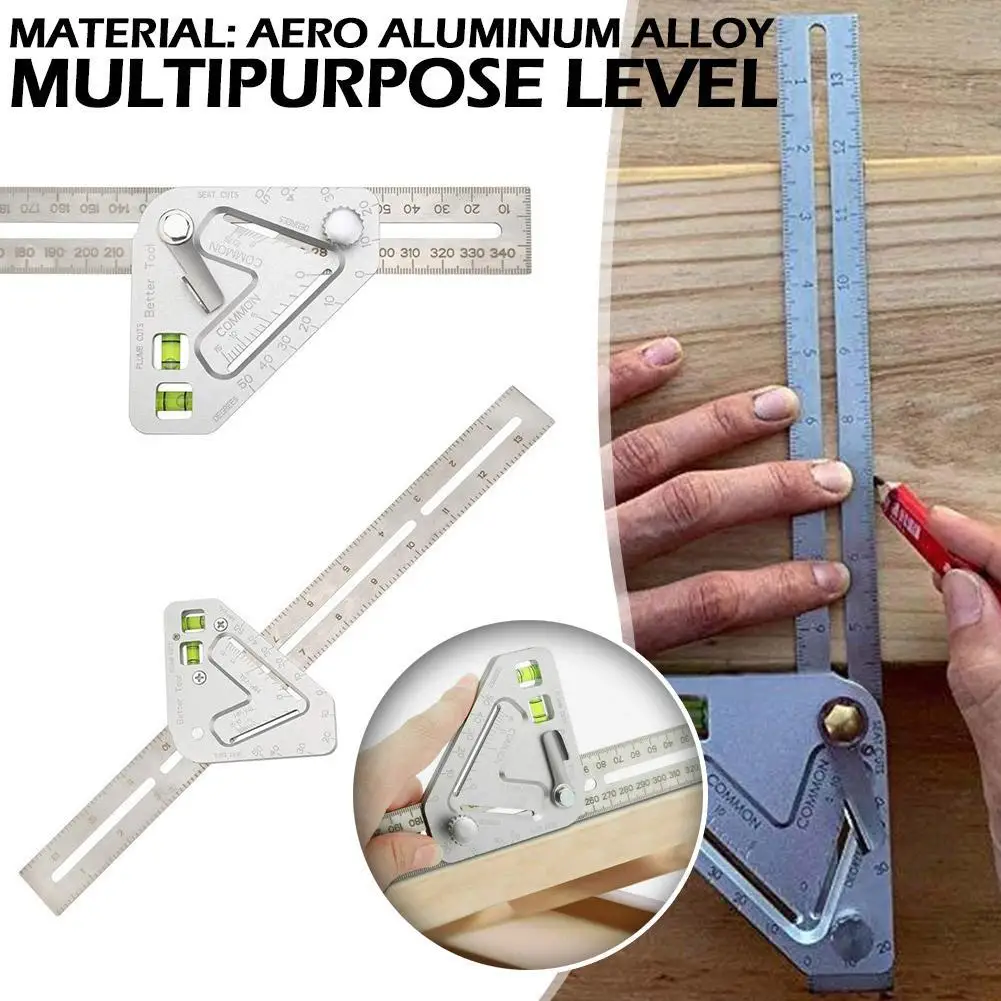 

Multi-angle Measurement Ruler Stainless Steel Square Angle Ruler Protractor Multi-functional Measuring Tools For Woodworking