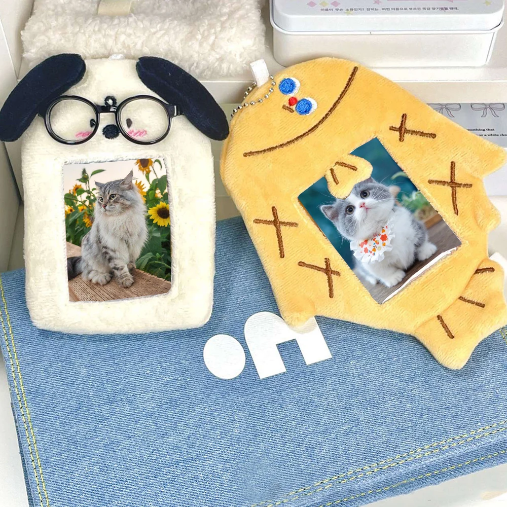 

3-дюймовые Мультяшные очки, щенок, животные, серия, плюшевый держатель для фотокарты, в форме рыбы, звезды, чеканка, подвеска, школьные канцелярские принадлежности