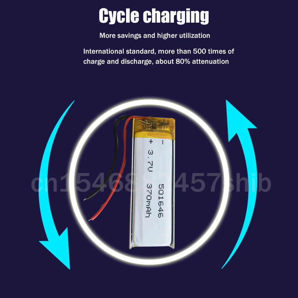 1-2pcs 3.7V 370mAh 501646 051646 Li-Polymer Rechargebale Lithium Battery For DVD VCD GPS Tracker Bluetooth Speakers Smart Watch - купить по