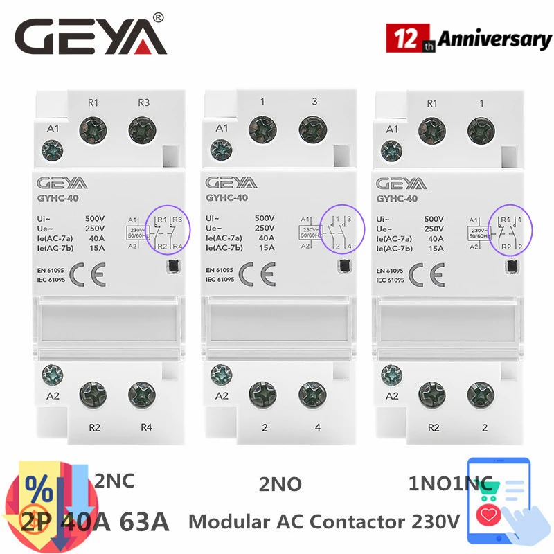 Contator ac 2p 40a 63a 2no 2nc 1no1nc para Uso Doméstico ou para Carregamento de Pilha de Boa Qualidade